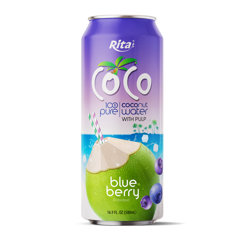 500ML CAN COCONUT WATER WITH BLUEBERRY FLAVOR